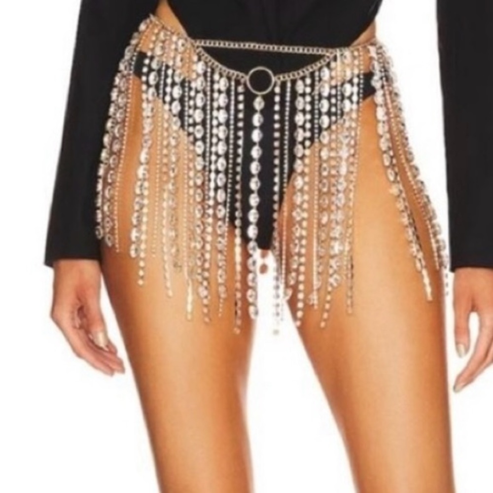 New Camila Coelho rhinestone crystal skirt/belt